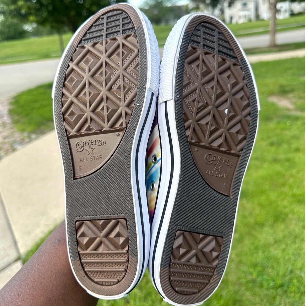 Converse Chuck Taylor All Star High Top Rainbow Stripe Big Kids Sneakers Size 5 - Picture 6 of 11